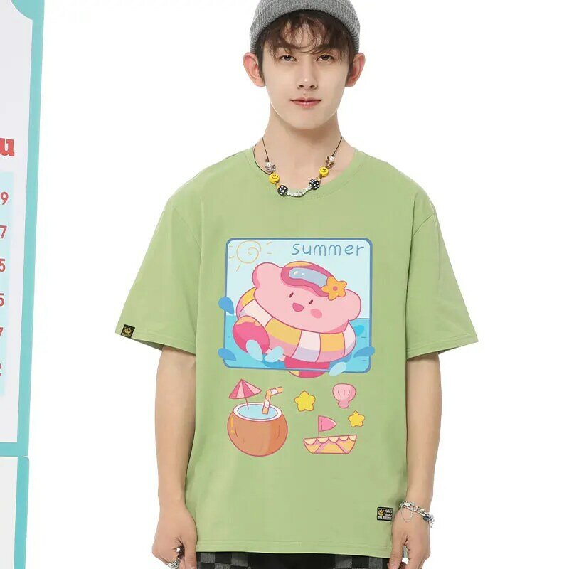 Kirby Star Co-Branded T-Shirt Frauen Kurzarm Sommer Nintendo Anime Peripherie Cartoon süße Kleidung für Kinder