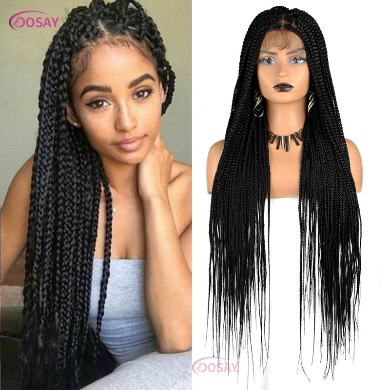Full Lace Frontal Wigs Cornrow Twisted Braided Wigs For Black Women Box Braided Lace Front Wig Goddess Braids Synthetic Wigs