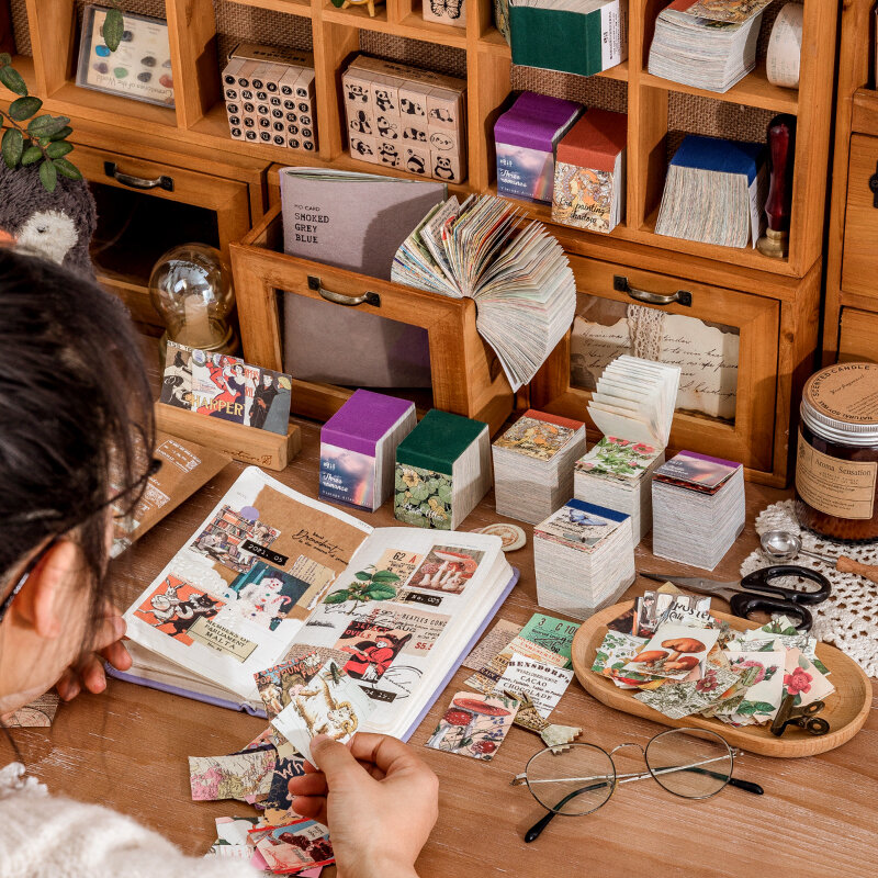 Journamm-Mini libro de papel artesanal Vintage de papel ligero, DIY álbum de recortes, Collage de arte, suministros de decoración de álbumes de fotos, 400 unids/lote por paquete