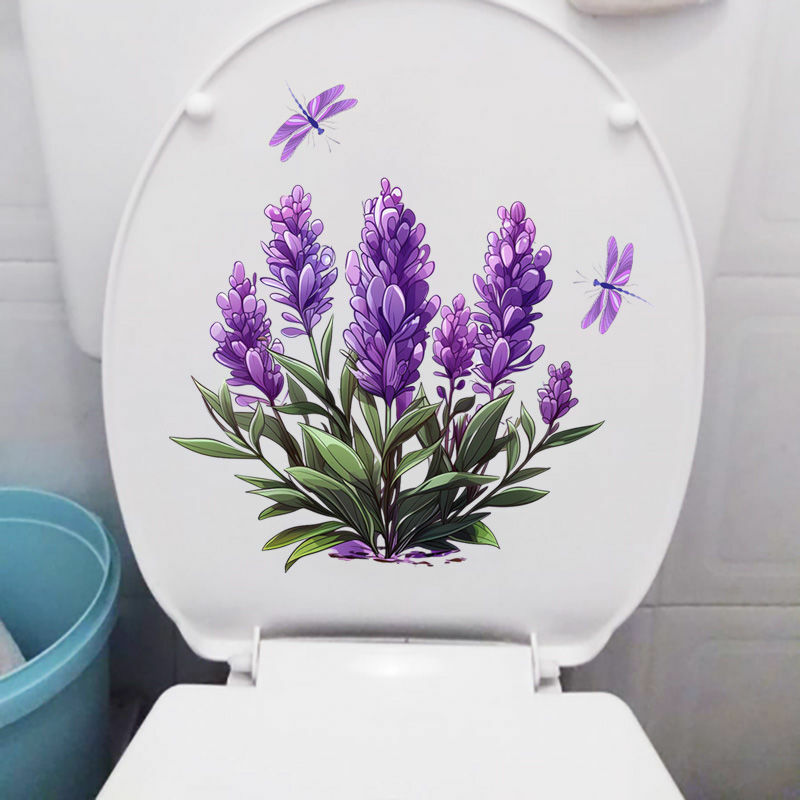 Purple Lavender Wall Sticker Bathroom Toilet Decor Decals Living Room Cabinet Home Decoration Self Adhesive Mural S224