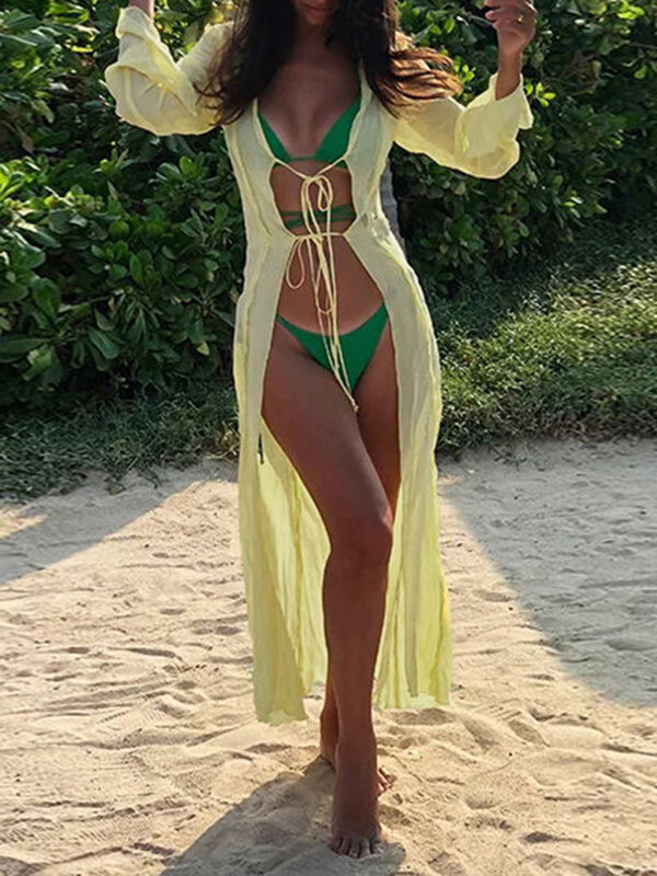 المرأة سترة طويلة الأكمام جلد انظر من خلال الصلبة الصيف حماية الشمس بلايز لقضاء عطلة الشاطئ