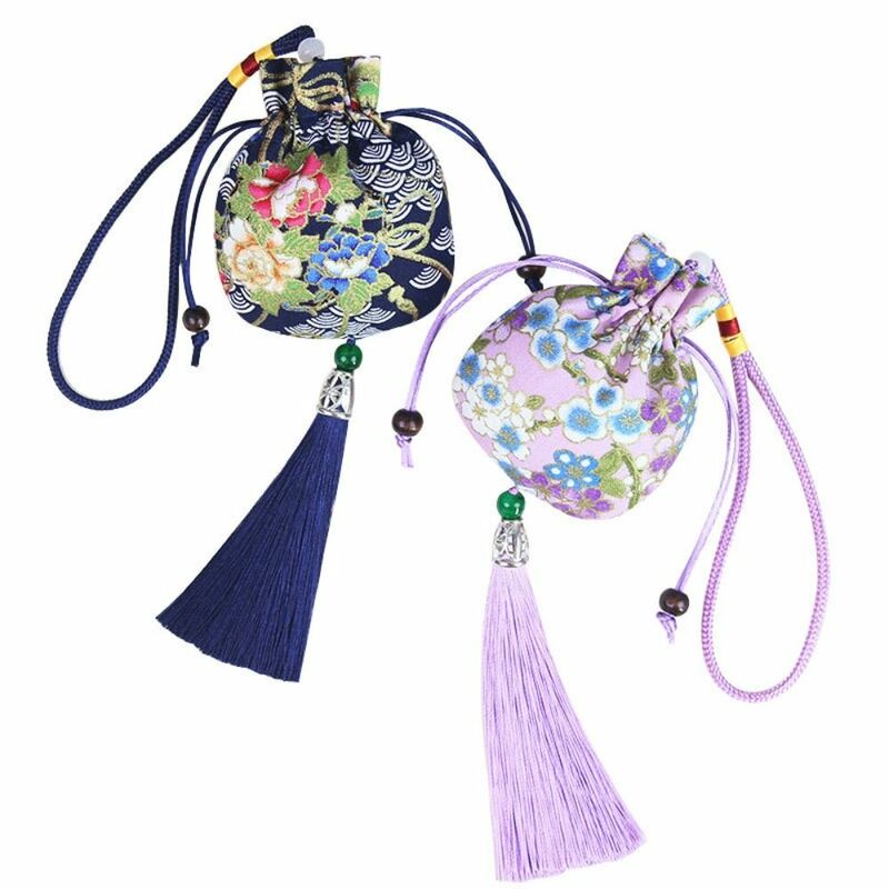 Printing Cloth Sachet Small Pouch for Filled Fragrant Herbs Chinese Style Sachet Hanging Car Hanging Tassel Small Pouch