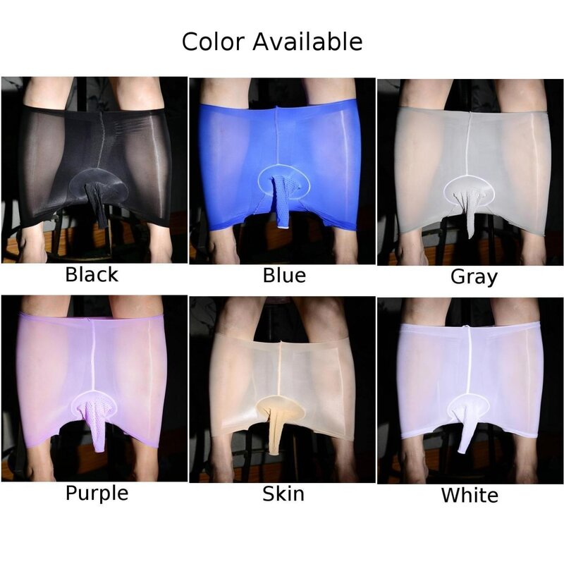 Mens Ultra-thin Transparent Mesh Sheer Shiny Underwear Boxer Shorts See Through Briefs Underpant Sensual Erotic Lingerie Panties