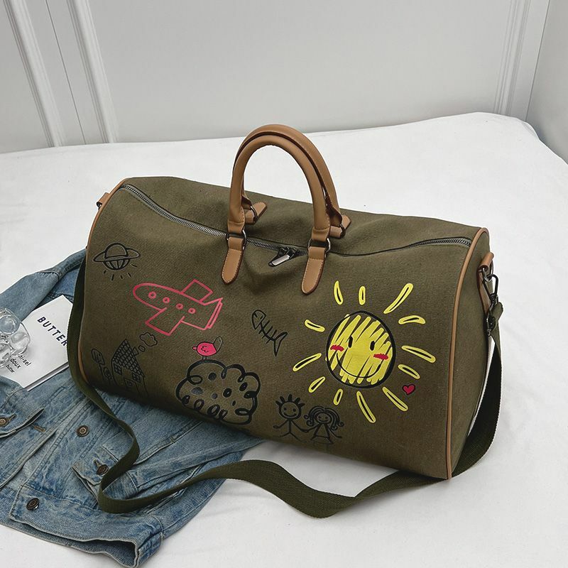 2024 nowa płócienna torba podróżna modna damska torba podróżna z Graffiti krótki torba podróżna bagaż duża pojemność sucha mokra weekendowa torba na siłownię