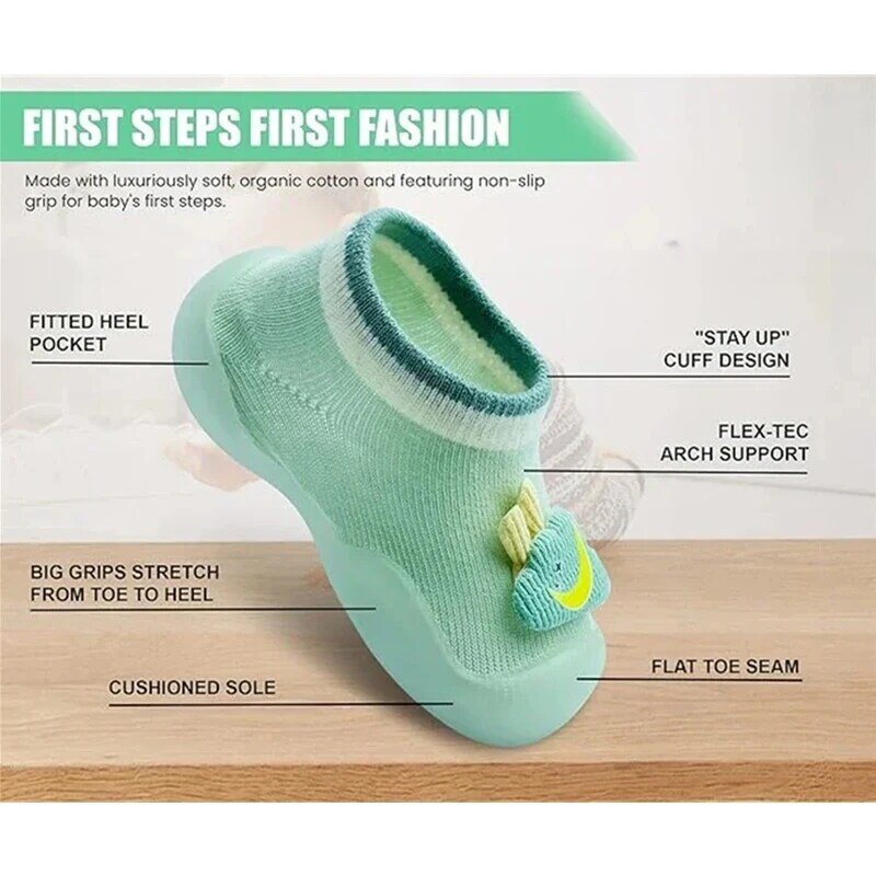Zapatos de bebé para primeros pasos, zapatillas antideslizantes de suela suave, calcetín para bebé