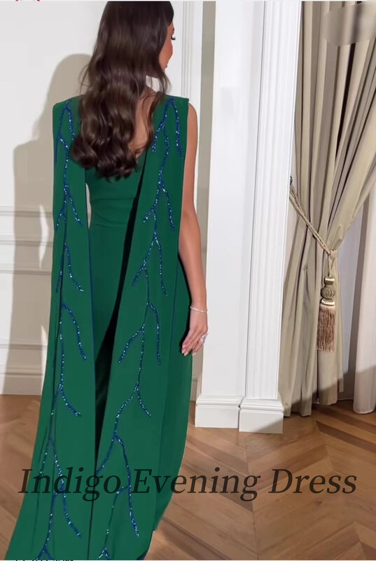 Indigo New Green Evening Dresses O-Neck Sleeveless Beading  Floor-Length Women Formal Occasion Dress 2024 vestidos de noche