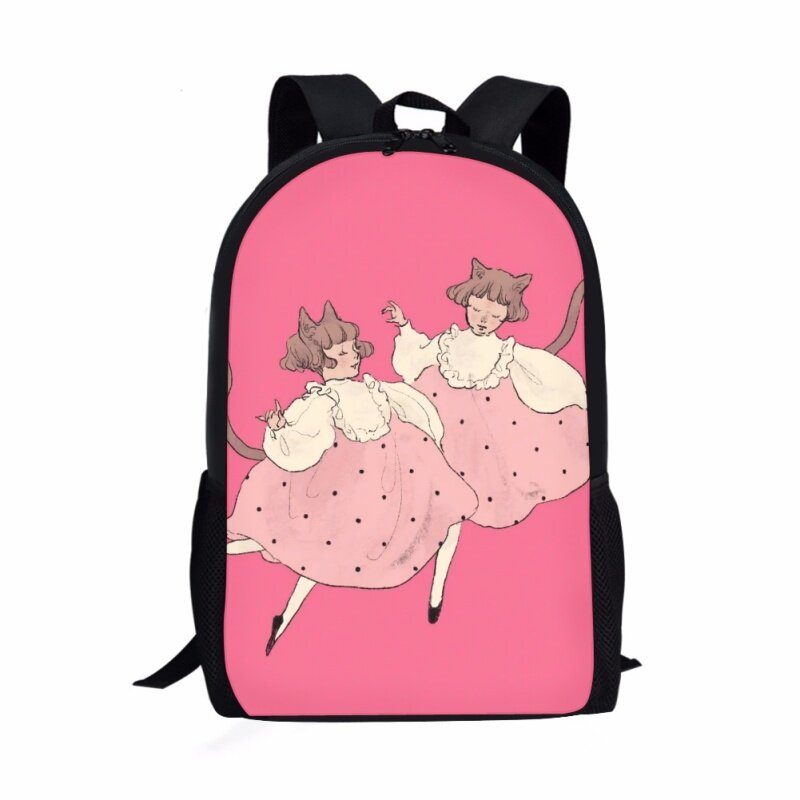 어린 소녀 인쇄 패턴 학교 가방, 어린이 배낭 청소년용 캐주얼 가방, 대용량 배낭