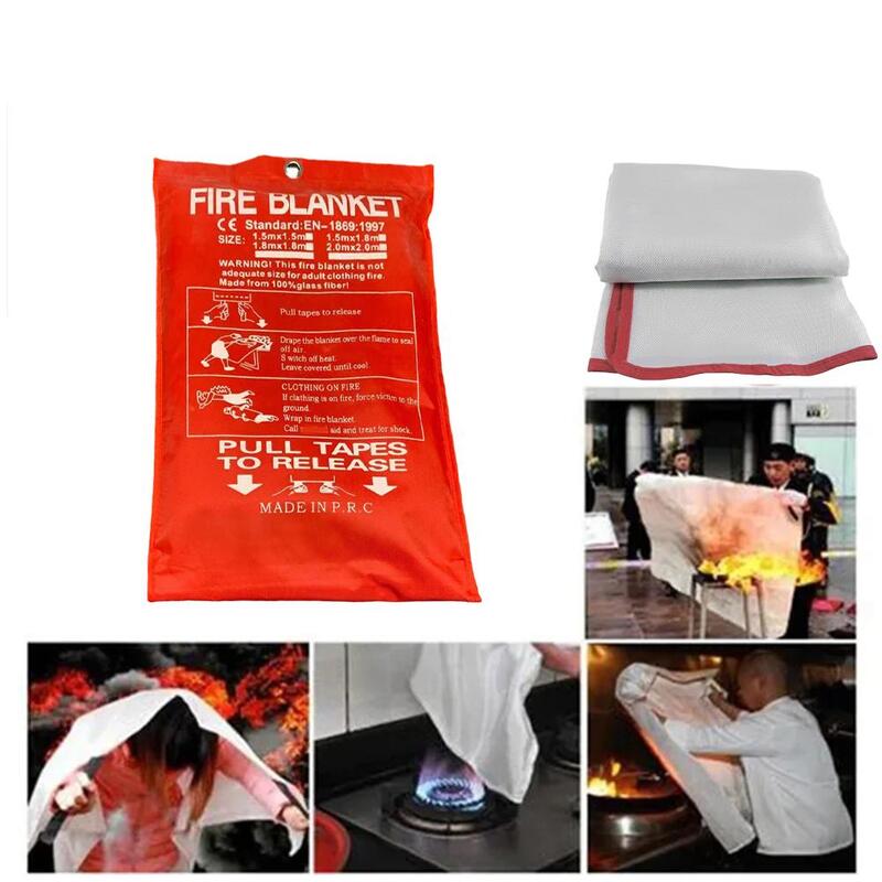 2.0M×2.0M Emergency Fire Blanket Retardant Cloth Heat Insulation Safety Cover Household Kitchens Fighting Fire Extinguisher Tool