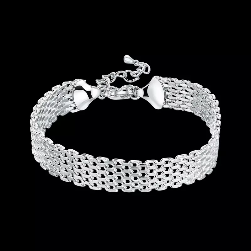 Nuovi braccialetti in argento sterling 925 caldi per le donne gioielli per regali di natale per feste di matrimonio con catena di tessitura di moda squisita
