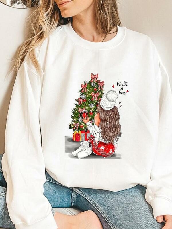 Baum schönen Brief 90er Jahre Trend Frauen Damen drucken Urlaub Pullover Weihnachten Neujahr Mode Kleidung Grafik Sweatshirts