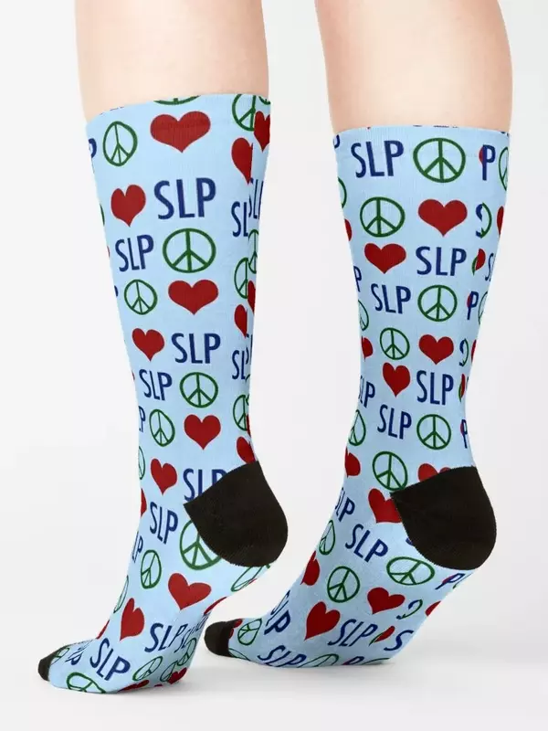 Hip Hop meias para homens e mulheres, paz amor discurso, patologia da linguagem, liga brilhante, luxo marca, lotes