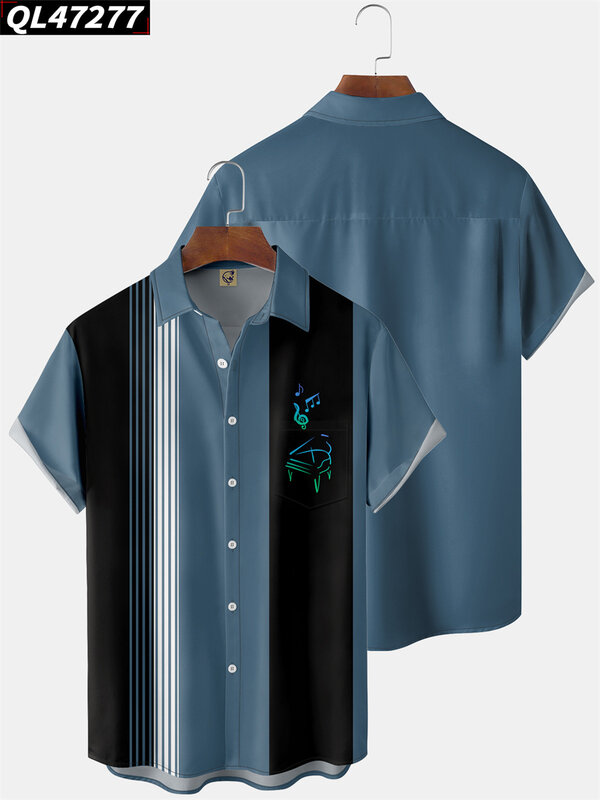 Camicia con bottoni hawaiani da uomo estiva top a maniche corte vestiti Casual di moda Anime