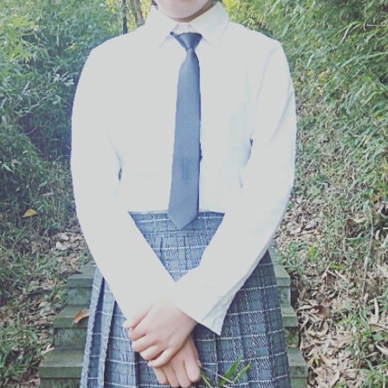 652F Cravatta nera da uomo donna stile preppy con cerniera regolabile pre-annodata cravatta stretta in unita per scuola