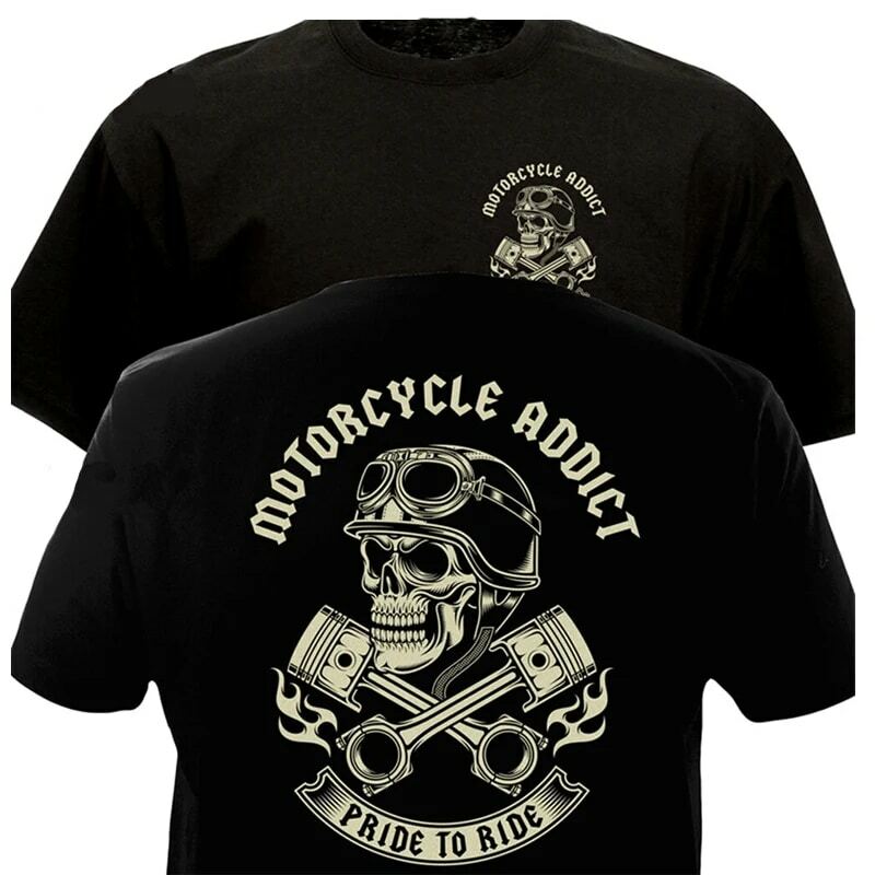 Motorcycle Biker Chopper Bobber Motard Motorrad Print Tshirrt Men Summer Black Short Sleeve Men TShirt O-Neck Street Shirt