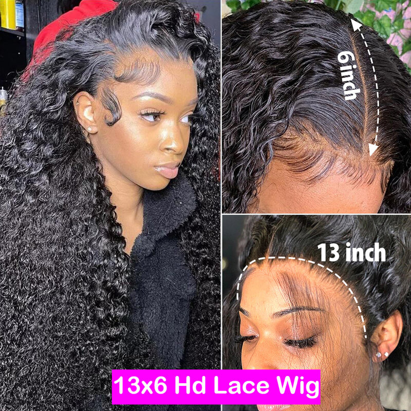 Wig Frontal link link gelombang dalam 13x6 Hd renda Wig gelombang longgar rambut Brasil garis rambut alami telah dipetik