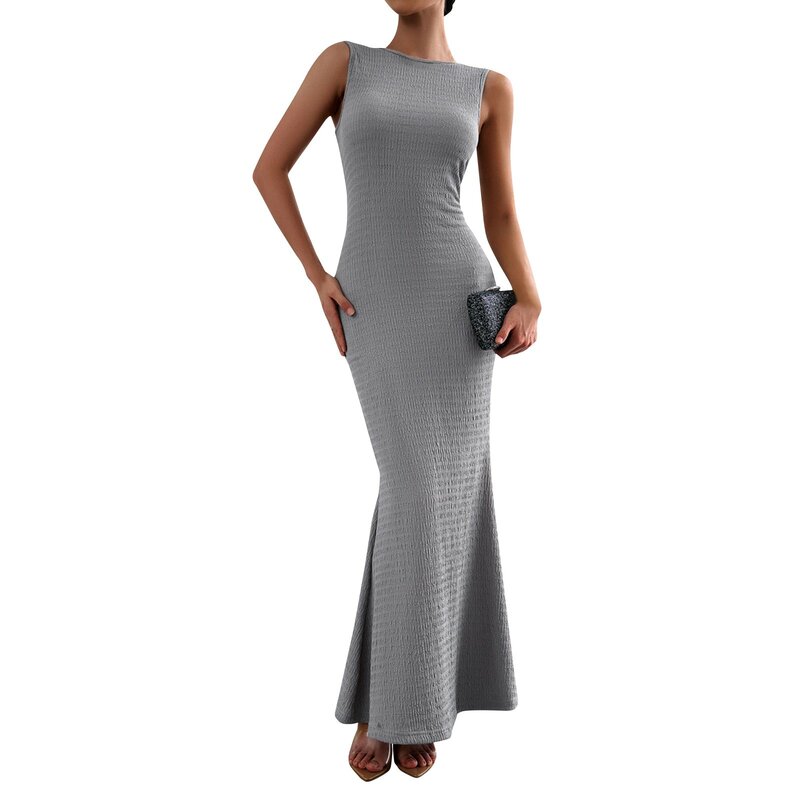 Abiti aderenti Sexy nuovo elegante semplice classico tinta unita Slim Fit Hip-coating Vest Dress Daily Banquet Party Maxi Dress