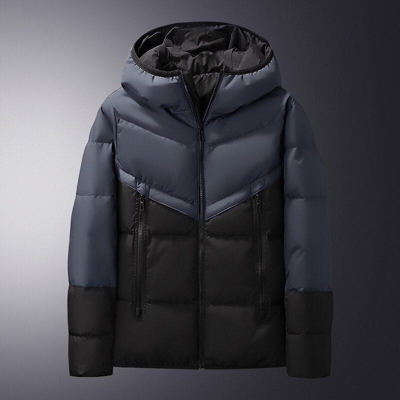 Męska kurtka puchowa 2022 nowa moda męska zimowa izolacja od zimna szara kaczka aksamitny płaszcz modny płaszcz