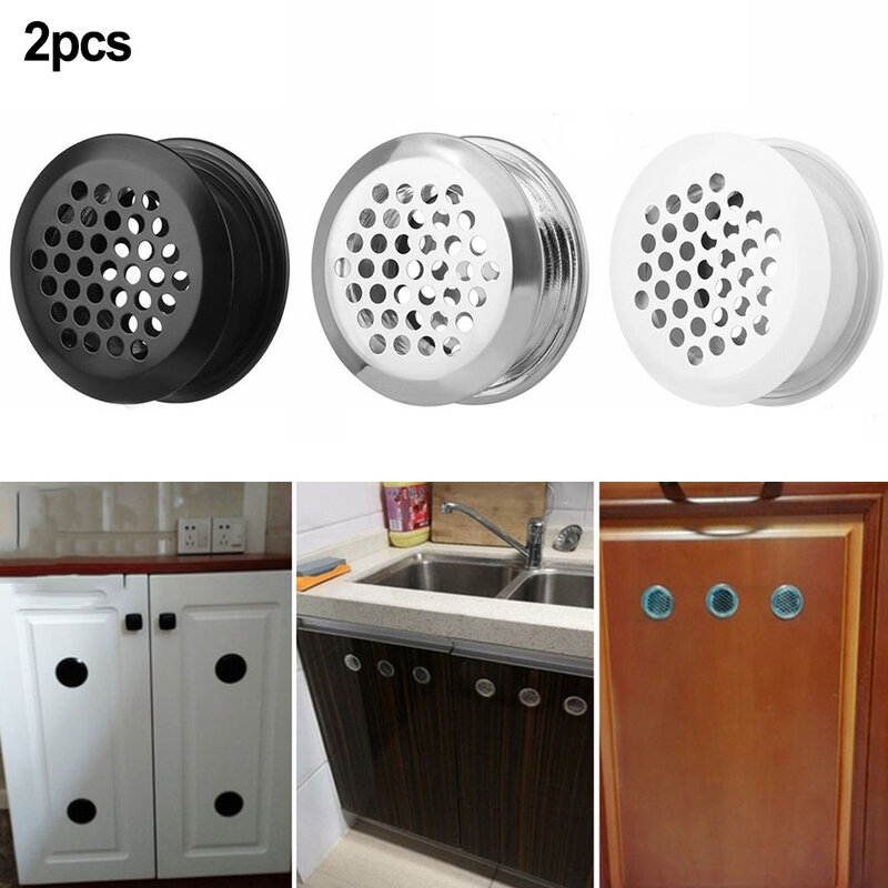 2pcs Air Vent Grille Air Outlet Fresh System Air Vent Grille Ventilation Plugs Cabinet Stainless Steel Stainless Steel Exterior