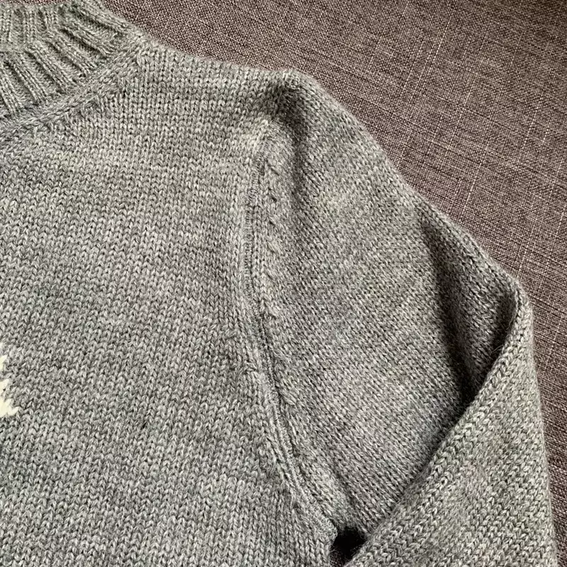 Женский осенне-зимний жаккардовый свитер свободного покроя с круглым вырезом