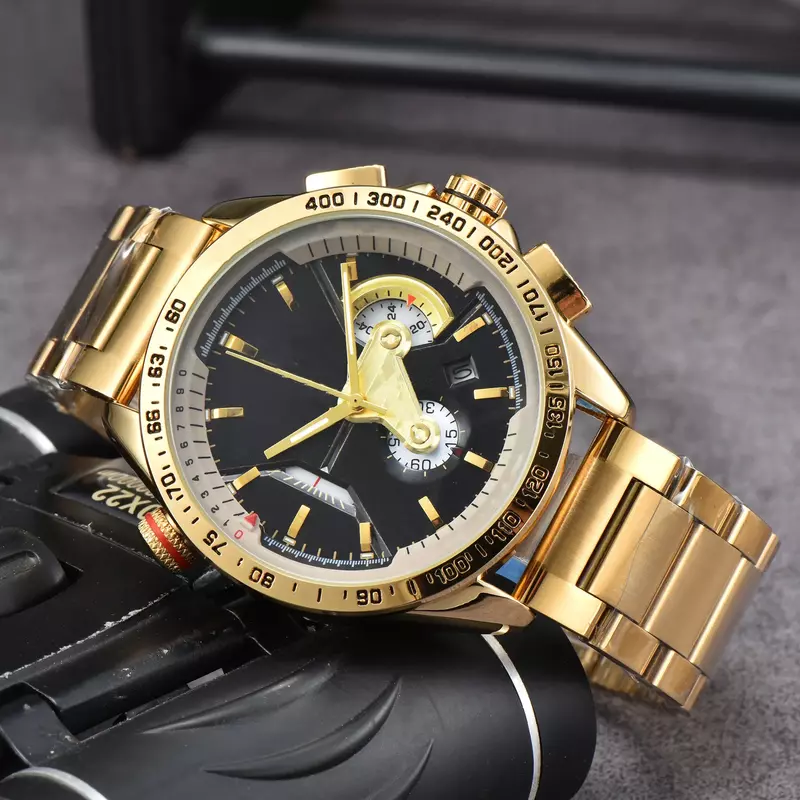 男性用の高級ブランド時計,クラシックな多機能クォーツ時計,日時,時計