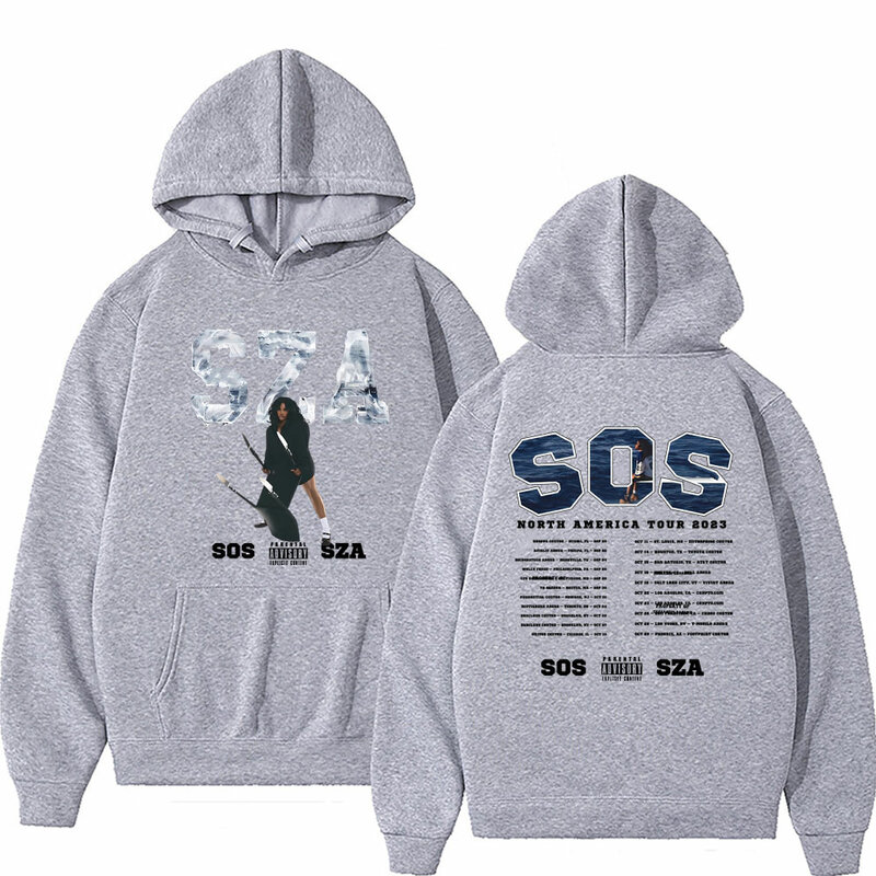 Rapper SZA SOS Double Sided Graphic Hoodie Male Oversized Streetwear Spring Autumn Men Women Hip Hop Vintage Pullover Hoodies