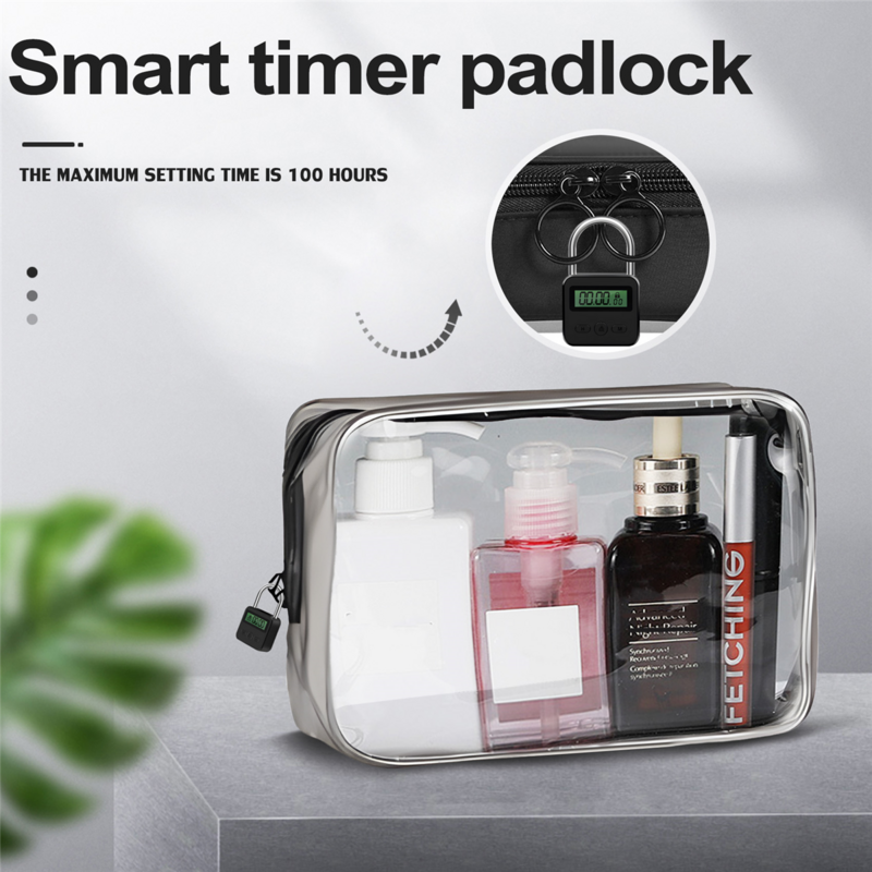 Metalowy zegar z blokadą LCD wielofunkcyjny elektroniczny czas 99 godzin Max timingu USB akumulator kłódka, czarny