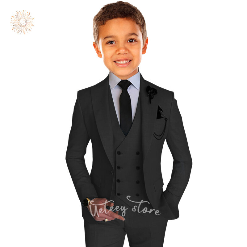 3 pezzi abiti da ragazzo formale monopetto giacca gilet pantaloni bambino vestito per la festa di nozze Prom