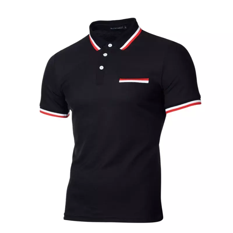 Men's Fashion Casual Polo Shirt Summer Breathable Neckline Stitching Short Sleeve T-shirt Business Commuter Shirt Street Wear