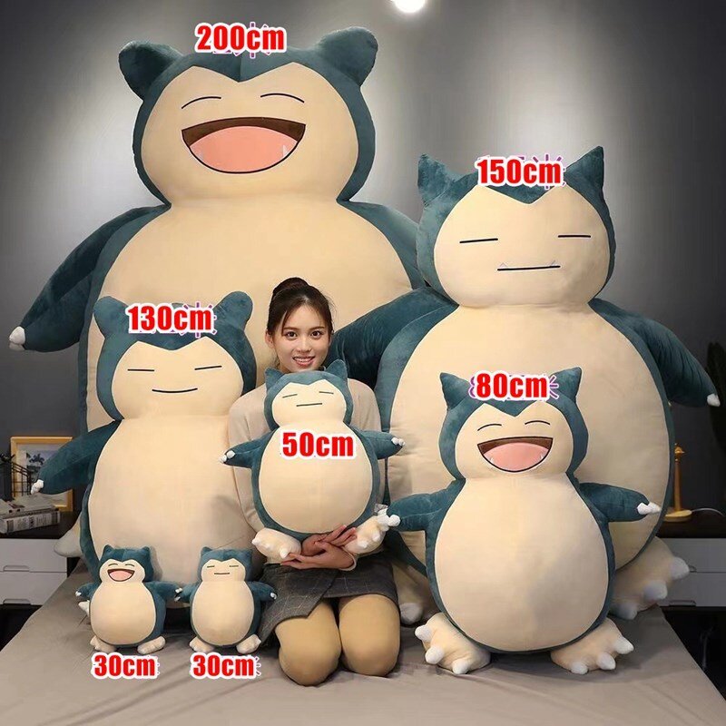 Peluche de Pokémon de Snorlax gigante para niños, juguete de felpa Kawaii suave, concha de cuero, sin relleno, almohada, regalo, 200/150cm