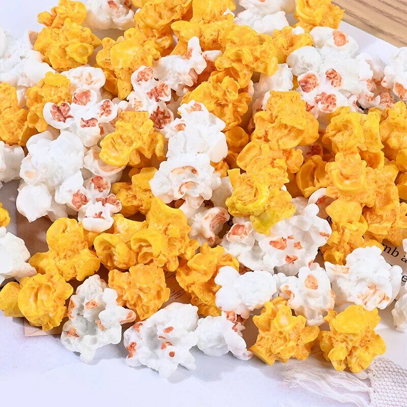 10Pcs Resin Popcorn Food Emulation DIY Material Jewelry Making Materials Pendant Handmade Supplie For Earrings Chains Decoration