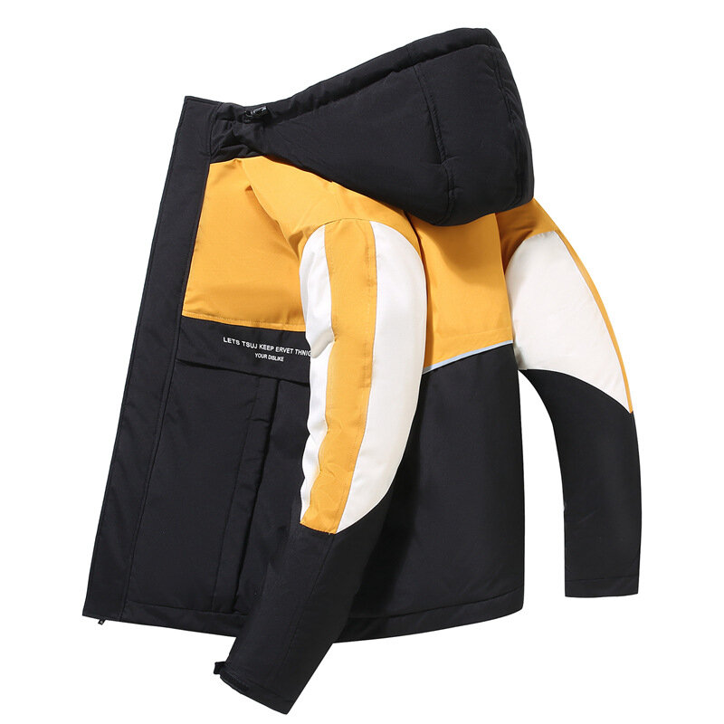 パーカー-男性用のファッショナブルなジャケット,冬のトレンド,プロの学生用の機器,白いダックダウンジャケット,暖かいパフスリーブ90%