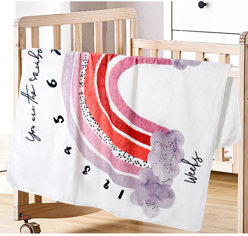 Baby Milestone Blanket Rainbow Background Blanket Flannel Growing Up Memorial Blanket Photography Props