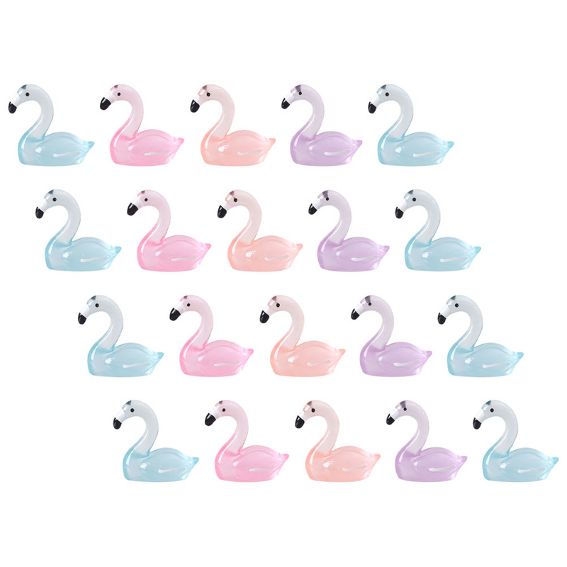 30Pcs Tiny Luminous Micro Landscape Decorations Miniature Mini Flamingo Crafts Potted Landscape Decor