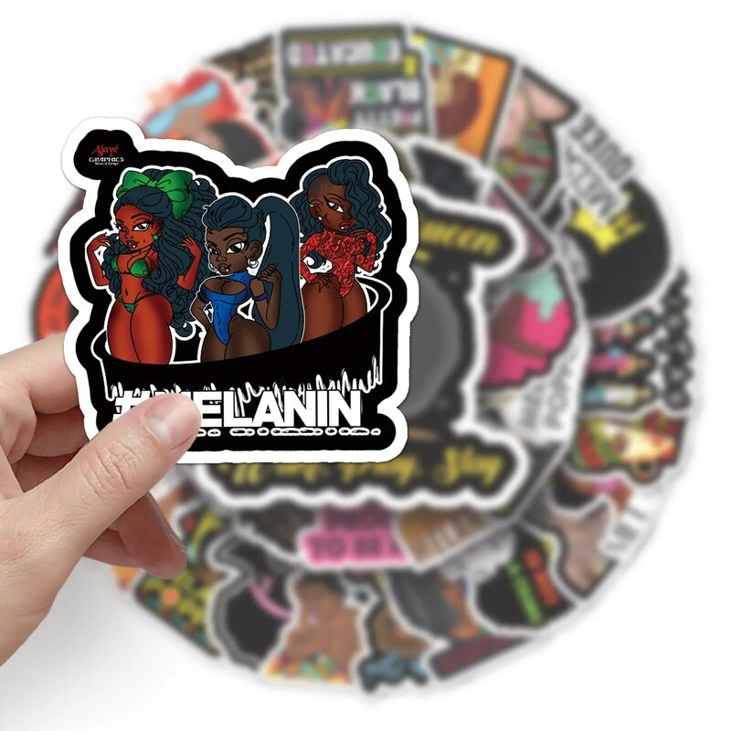 50 Stuks Inspirerende Zwart Meisje Serie Graffiti Stickers Geschikt Voor Laptop Helmen Desktop Decoratie Diy Stickers Speelgoed