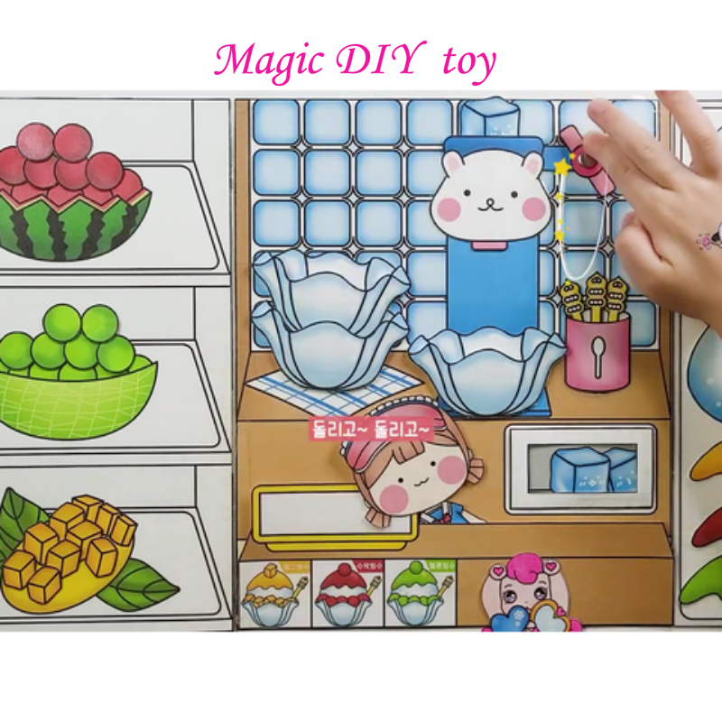 Obsts alat kneten, handgemachtes Spielzeug Material paket, kawaii Aufkleber DIY ruhiges Buch handgemachtes matsch iges Buch Mädchen Spielzeug