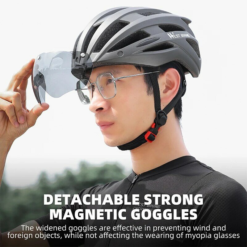 West Biking Fahrrad helm Männer Frauen Komfort Fahrrad helm MTB Rennrad Safe Cap magnetische Motorrad brille Helm Ausrüstung
