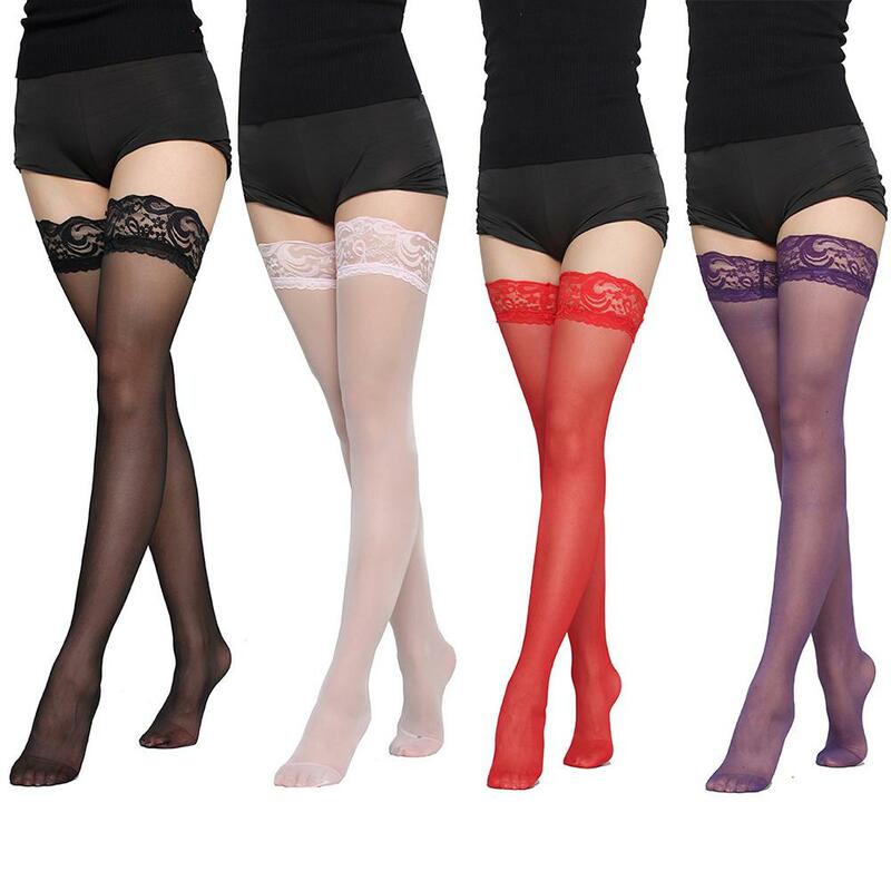 Sexy Women Floral Lace Patchwork Over Knee Thigh High Elastic red black Stockings Women's Over Knee Thigh Stocking dropshiping