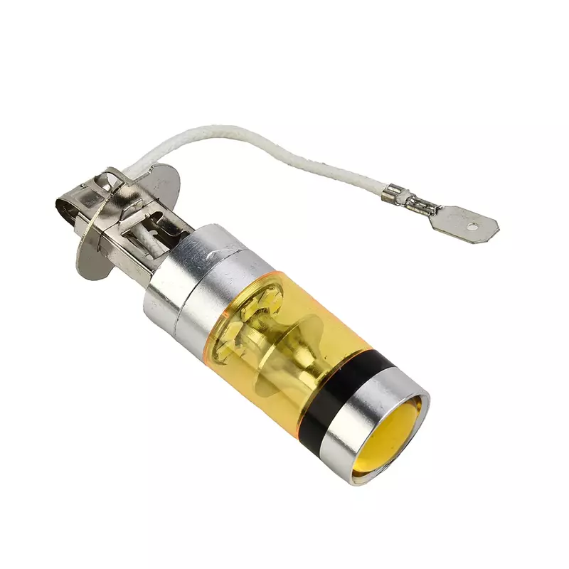 LED車用フォグライト,超高輝度電球,黄色,360 ° 照明,h3,DC12-24V, 100W, 2828, 2個