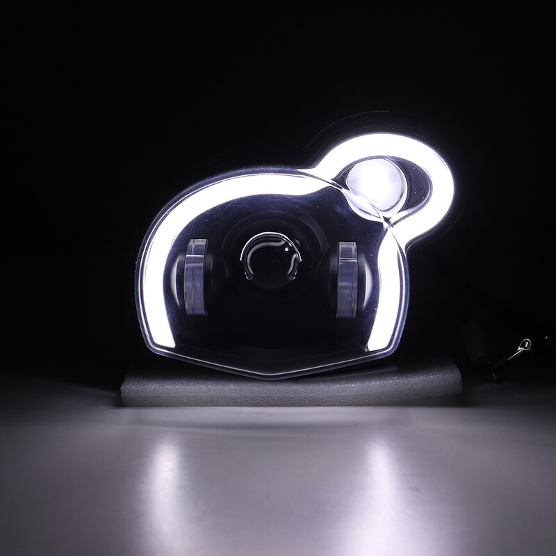 Lampu depan LED มอเตอร์ไซค์ที่มีลำแสงสูงต่ำ DRL ตาปีศาจสีขาวสำหรับอุปกรณ์เสริม G650GS/sertao R13 2011-2017