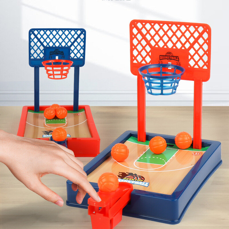 เครื่องยิงขนาดเล็กสำหรับเด็กผู้ใหญ่ง่ายต่อการประกอบบอร์ดเกมบนโต๊ะบาสเก็ตบอลบนนิ้วมือเกมกีฬาแบบโต้ตอบ