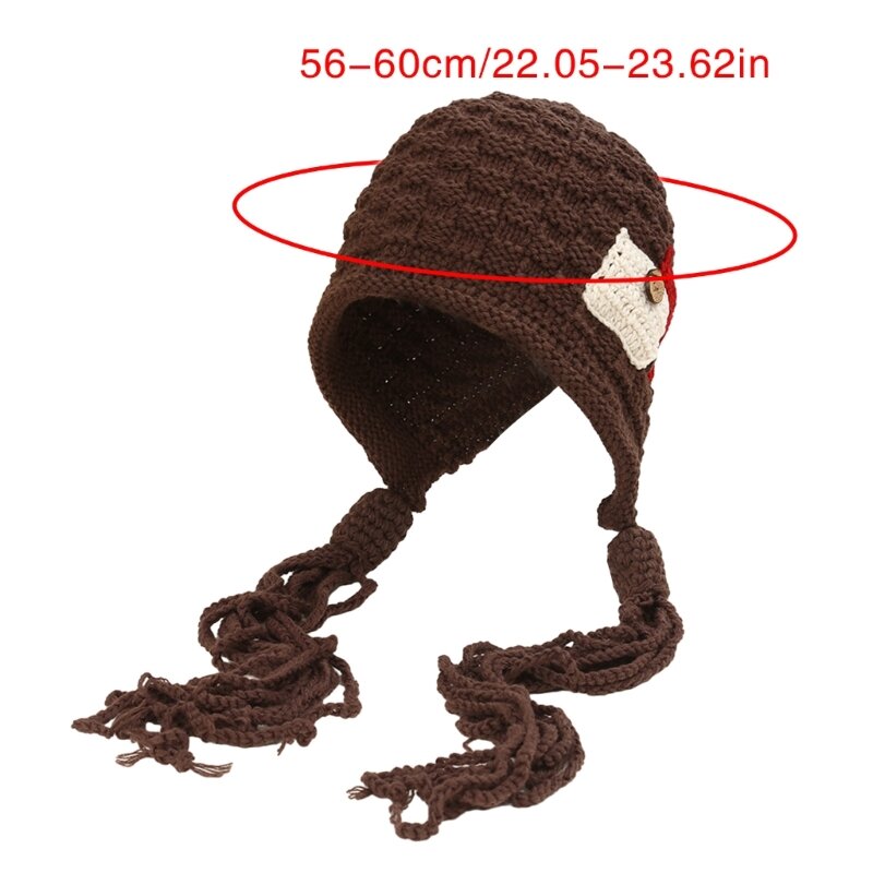 Bonnet à pompons avec rabat d'oreille, chapeau gothique Y2k fait à main au crochet pour femmes adolescentes, hiver