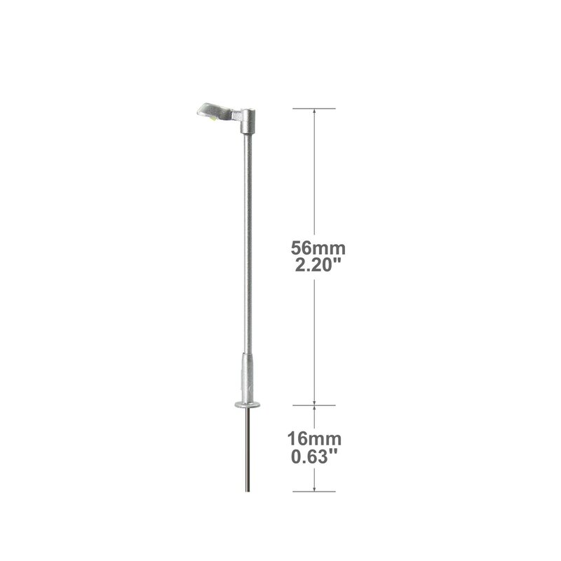 Evemodel lampu jalan LED putih terang, lampu perak logam LED putih terang skala Z 1:220 dengan resistor untuk 12V LD12ZWSi 10 buah