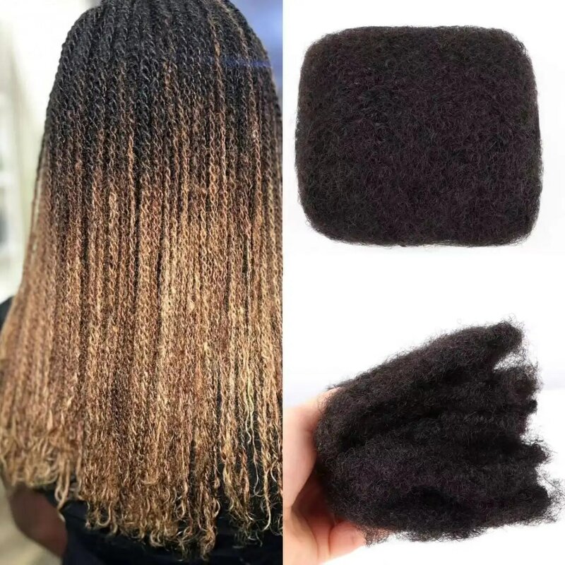 AHVAST Afro Kinky Curly Remy Bulk Hair No Attachment Peruvian Human Hair Bulk for Braiding and Twist Natural Color Braids Hair