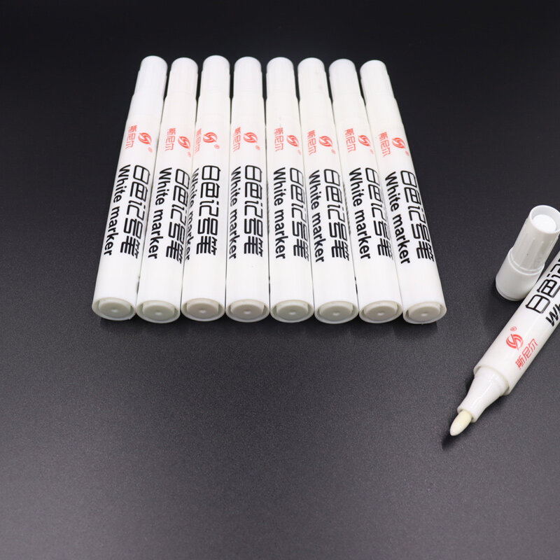 6pcs For Metal Mark Pen 3.0 White Black Red Blue Oiliness Ink Permanent Fadeless Waterproof For Mechanics Engineering Factory