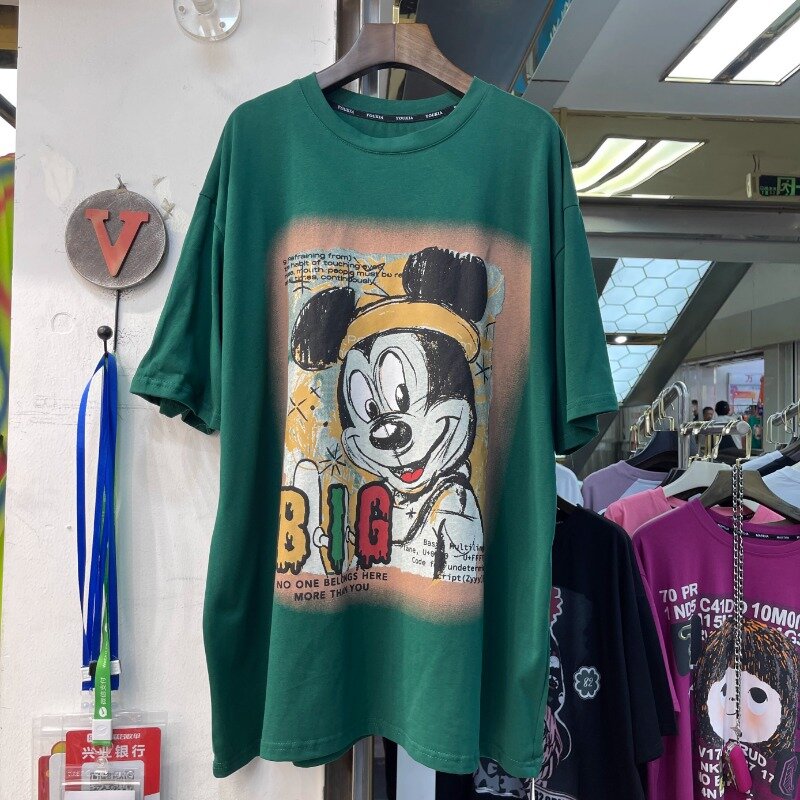 Potdemiel Fashion Brand American Retro Large Short Sleeves T-shirt Spring New Cartoon Casual All-Matching Tops Y2k Accessories