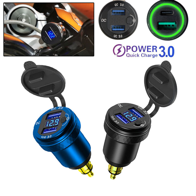 Cargador USB Dual R1200GS K25 DIN Hella Plug, adaptador rápido 3,0 LED para BMW R1250GS Adventure 2009 F800R F850GS/GT K1200LT S1000XR
