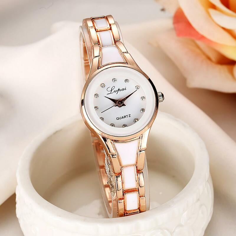 Роскошные часы из розового золота, женские часы с браслетом, светлые Стразы шкала со стрелкой, высокоточные часы с браслетом для бизнеса