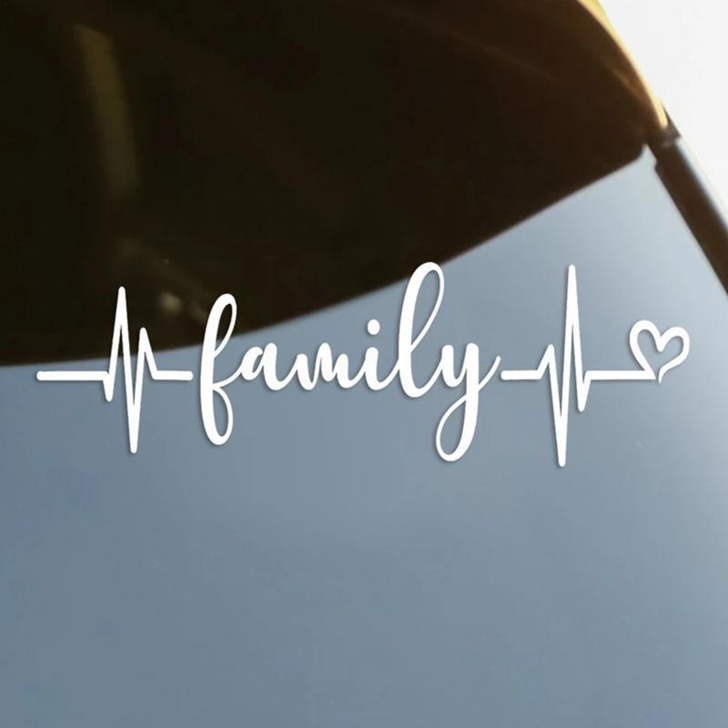 Stick stiker mobil keluarga, detak jantung keluarga, stiker jendela mobil, stiker potongan Die, Bumper Keluarga indah, dekorasi bodi mobil