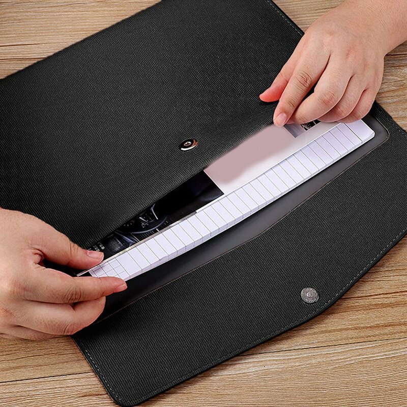 Из искусственной кожи A4 папка для файлов, держатель документов, водонепроницаемая папка-портфель, фотопапка с защелкой (черная)