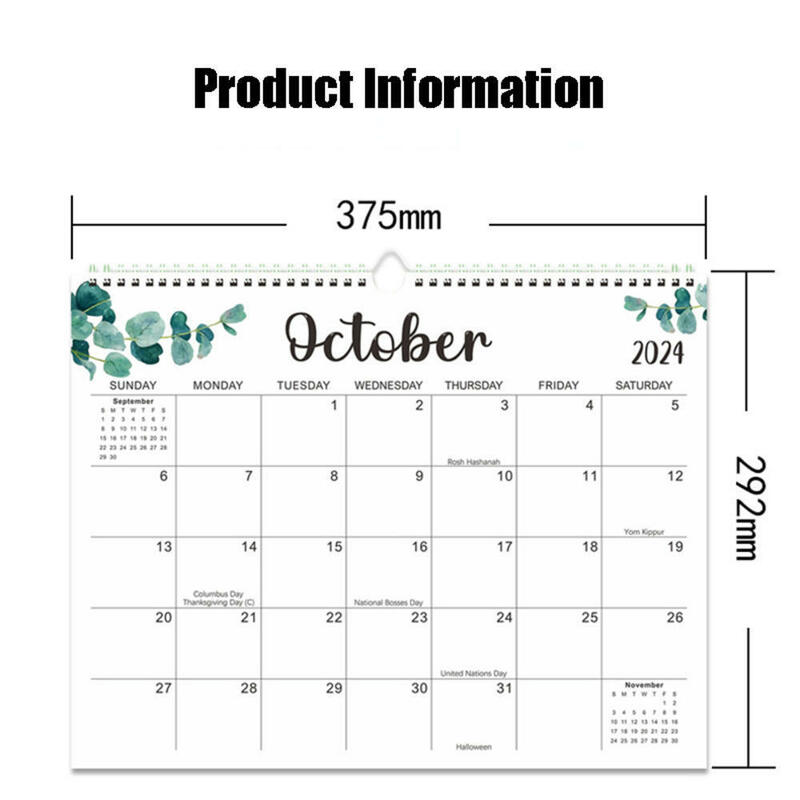 Kalender meja 2024.01-2025.06, kalender dinding dengan halaman bulanan besar, jadwal meja rumah kantor perencana catatan jadwal Agenda